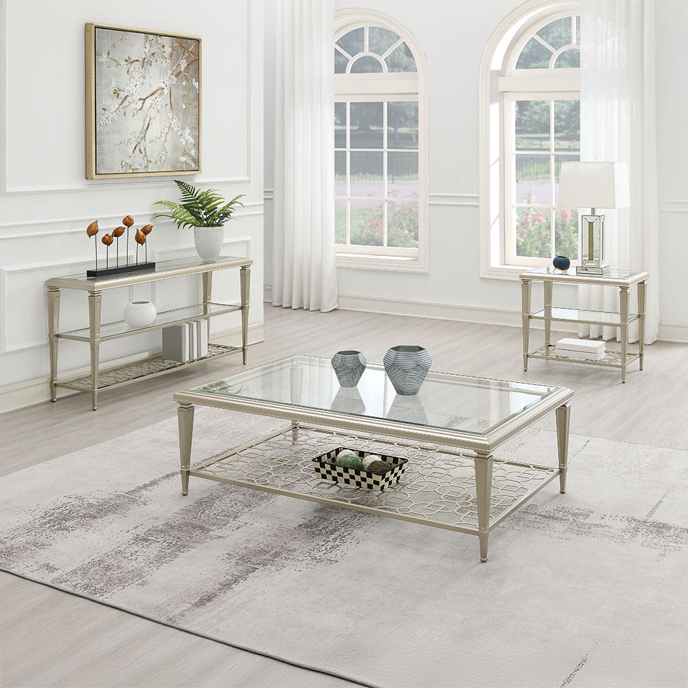 Zaba - Coffee Table - Glass Top & Silver - Urban Living Furniture (Los Angeles, CA)