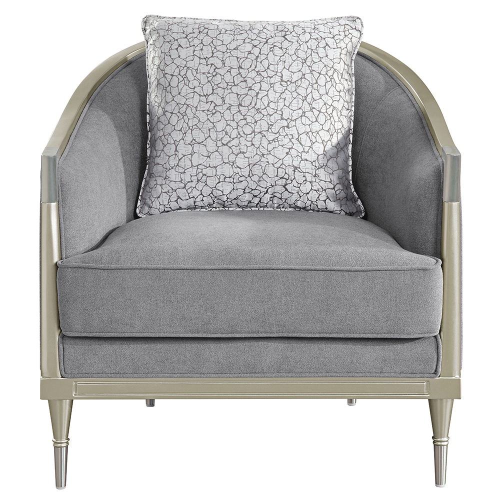 Fernando - Chair With Pillow - Gray Chenille & Champagne - Urban Living Furniture (Los Angeles, CA)