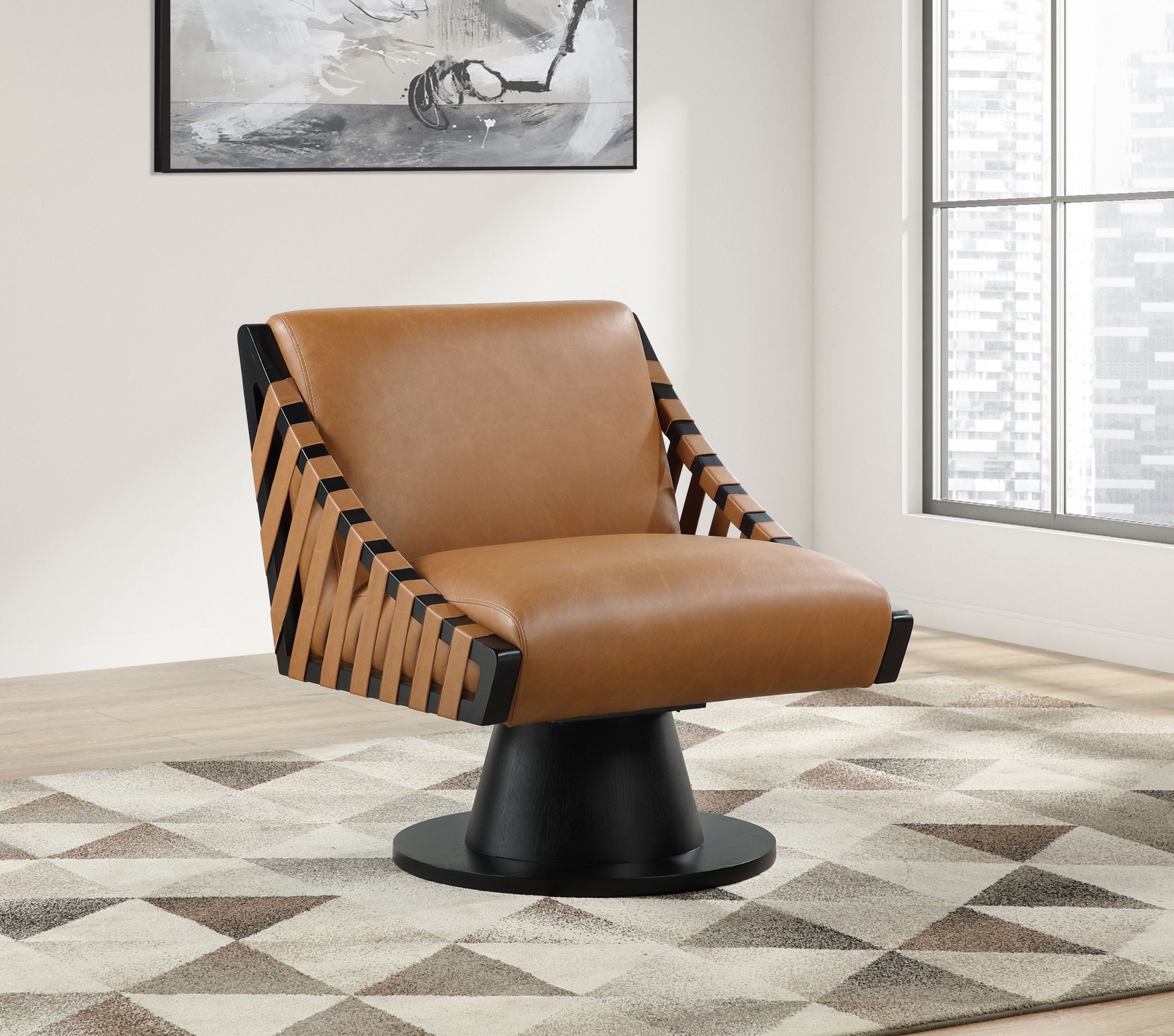 Millwin - Swivel Accent Chair With Black Base - Urban Living Furniture (Los Angeles, CA)