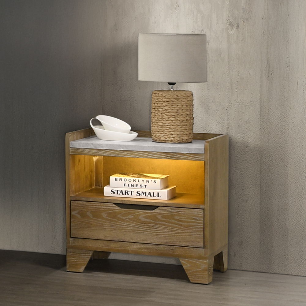 Garcia - Nightstand With LED - Light Brown - Urban Living Furniture (Los Angeles, CA)