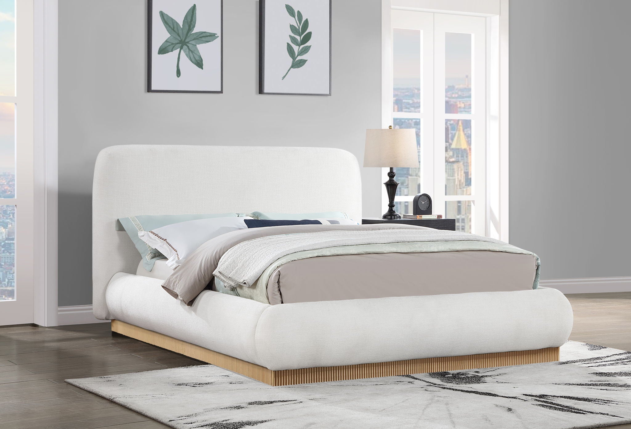 Rigby - Linen Bed With Natural Base - Urban Living Furniture (Los Angeles, CA)