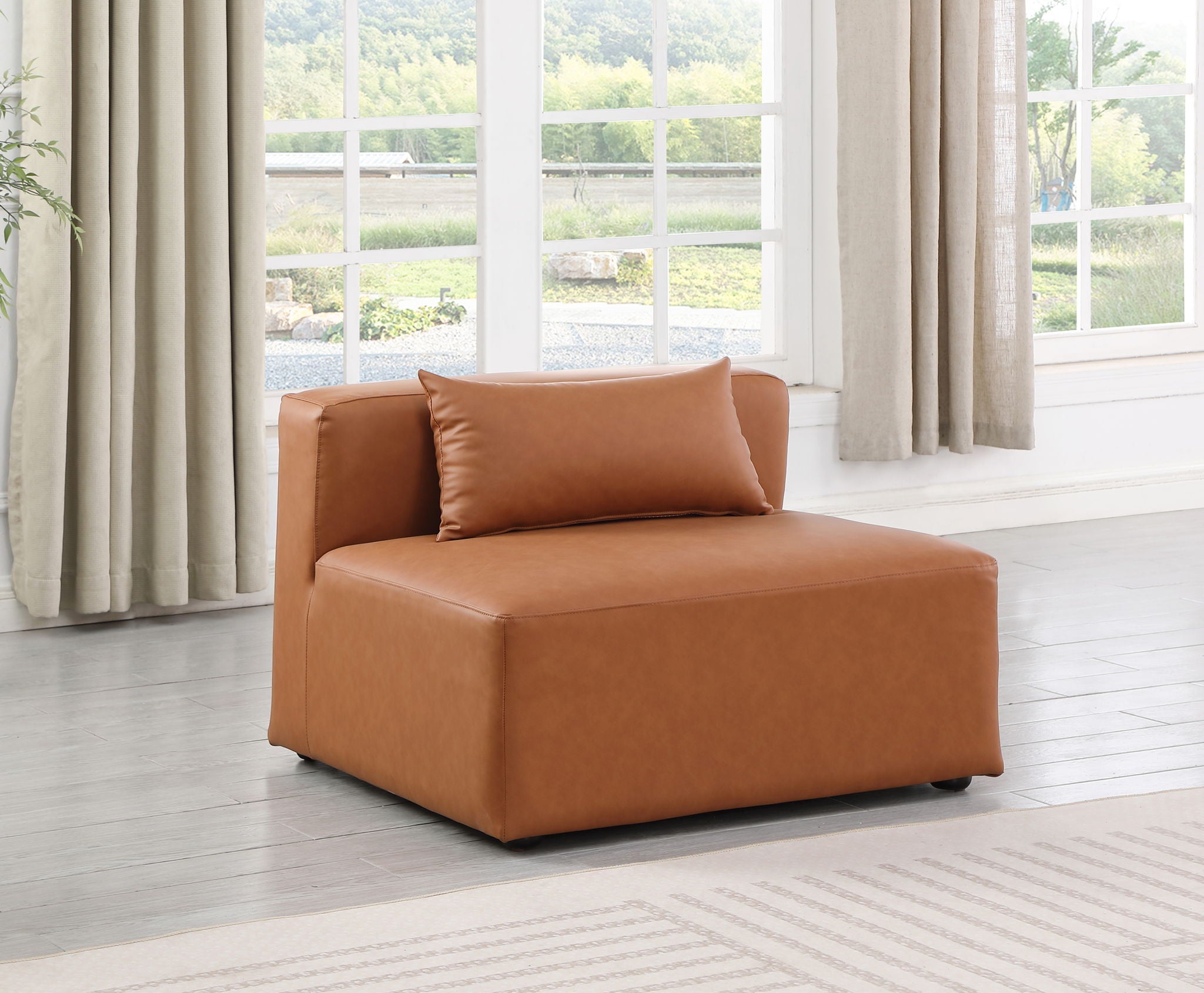 Cube - Armless Chair - Cognac - Urban Living Furniture (Los Angeles, CA)