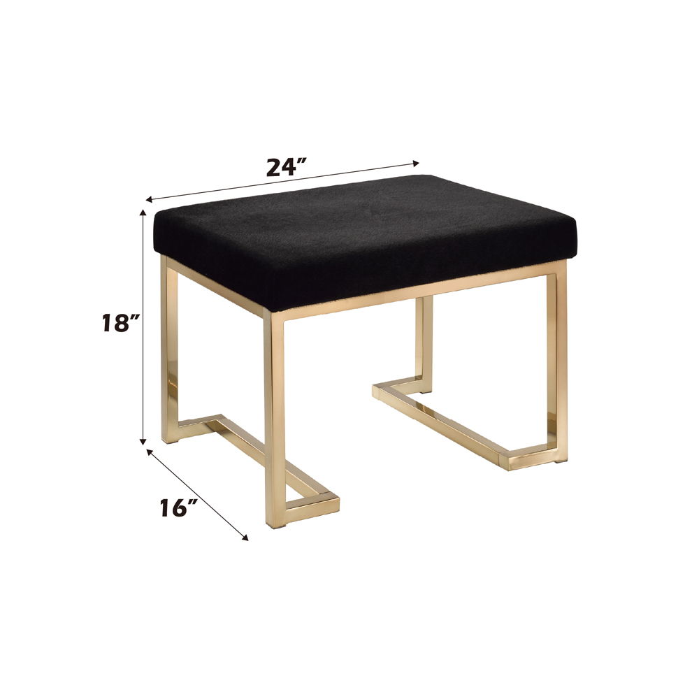 Boice - Ottoman - Black Fabric & Champagne - Urban Living Furniture (Los Angeles, CA)