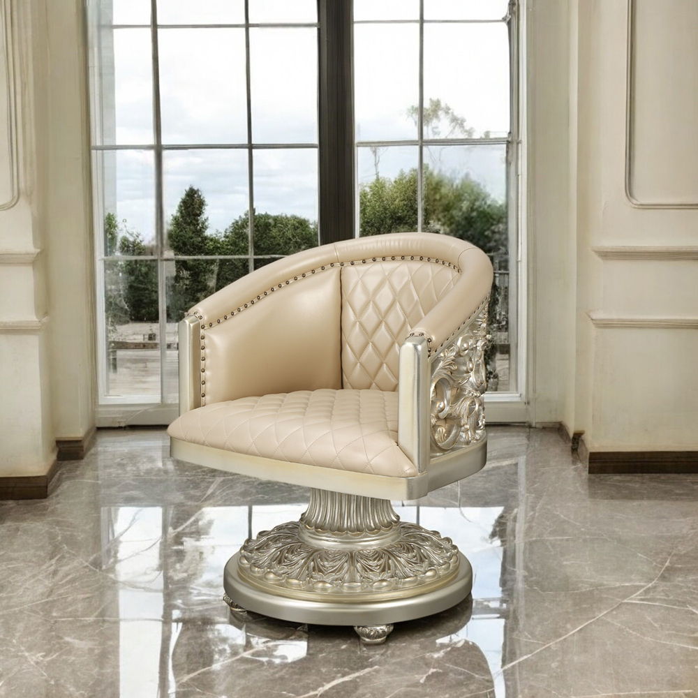 Sorina - Arm Chair - Synthetic Leather & Antique Gold - Urban Living Furniture (Los Angeles, CA)