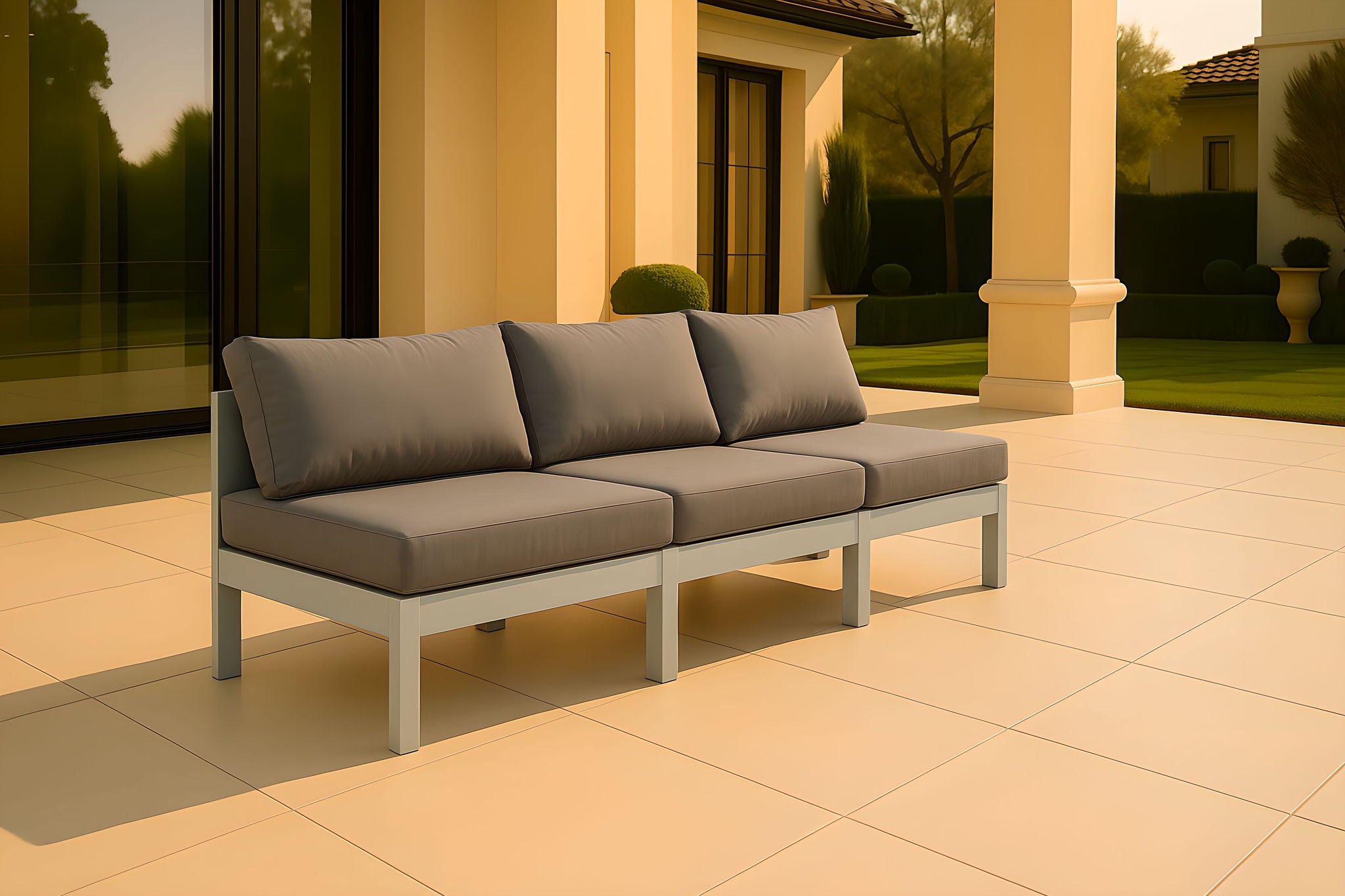 Nizuc - Outdoor Patio 3 Seat Armless Modular Sofa With White Frame - Urban Living Furniture (Los Angeles, CA)