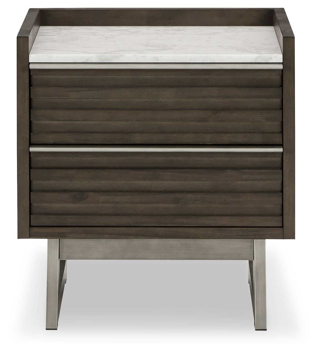 Arkenton - Grayish Brown / White - Two Drawer Night Stand - Urban Living Furniture (Los Angeles, CA)