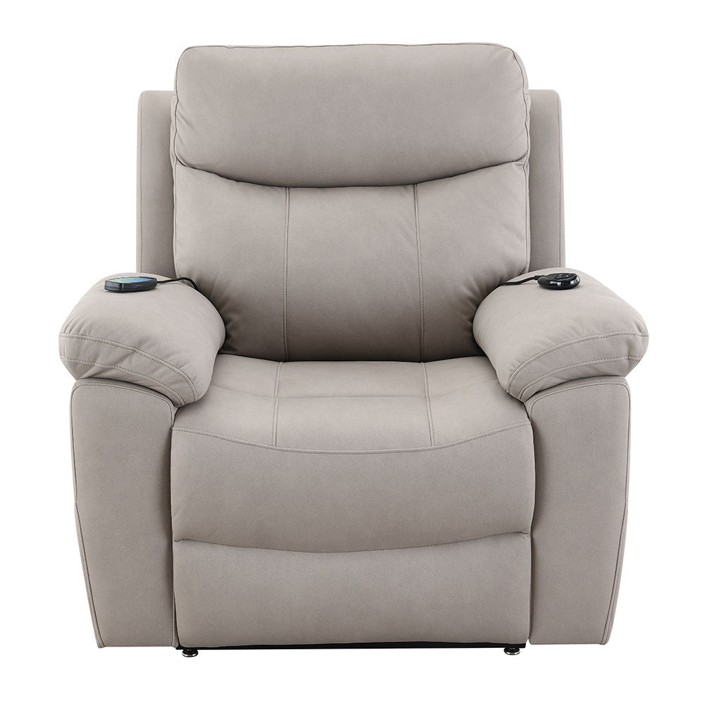 Chriki - Power Recliner With Lift & Heating & Massage - Beige Chenille & Black Finish - Urban Living Furniture (Los Angeles, CA)