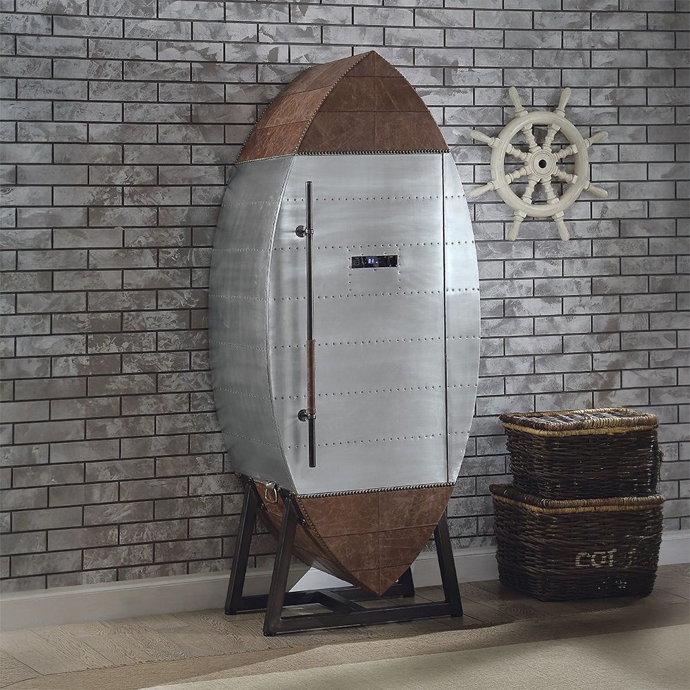 Brancaster - Wine Cooler - Retro Brown Top Grain Leather & Aluminum - Urban Living Furniture (Los Angeles, CA)