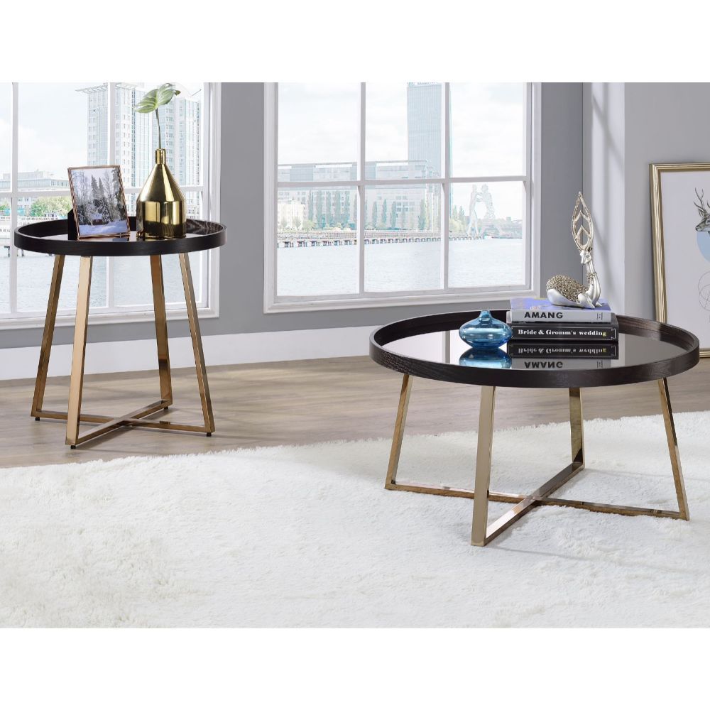 Hepton - End Table - Mirrored, Walnut & Champagne - Urban Living Furniture (Los Angeles, CA)