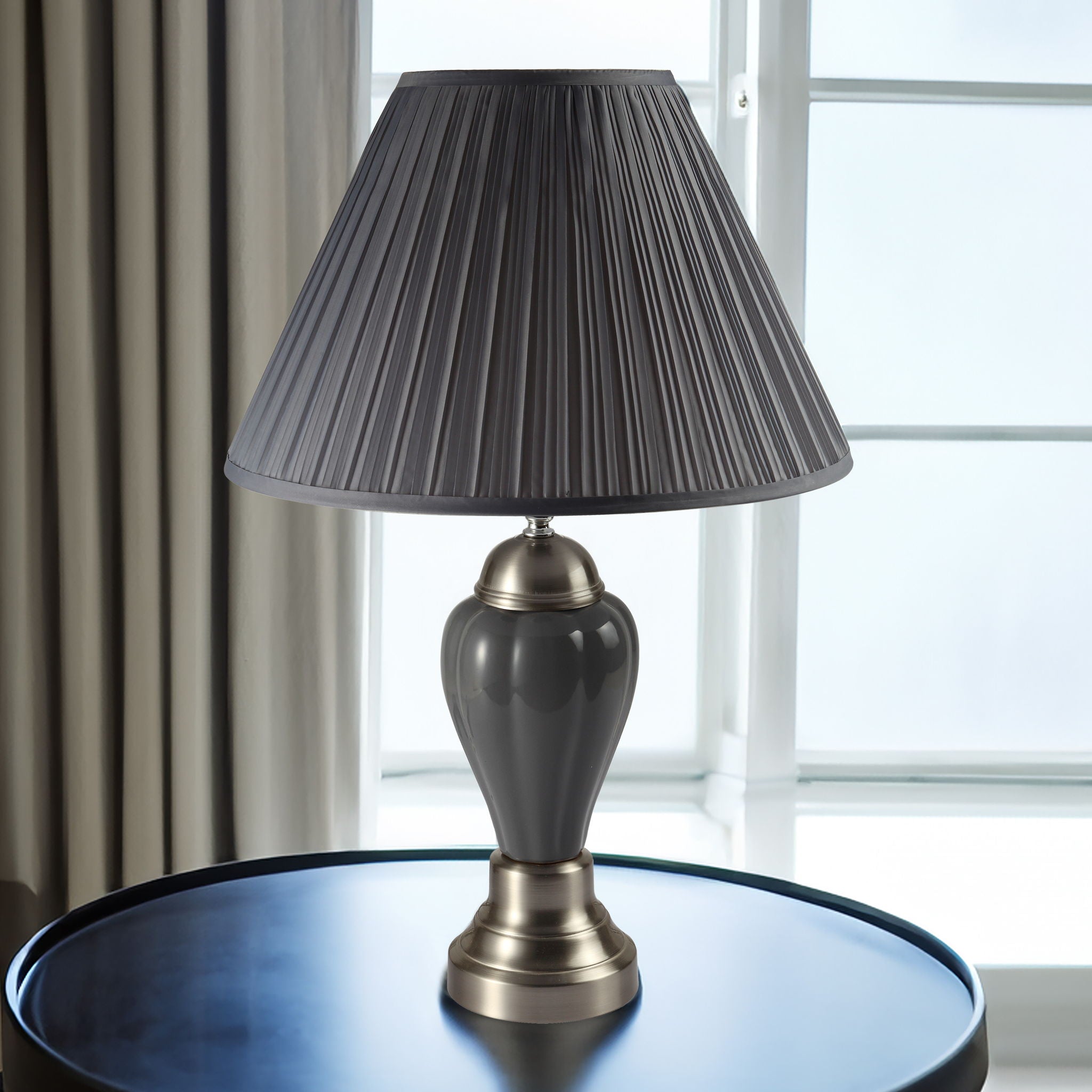 Satin Nickel - Porcelain Lamp - Gray - Urban Living Furniture (Los Angeles, CA)