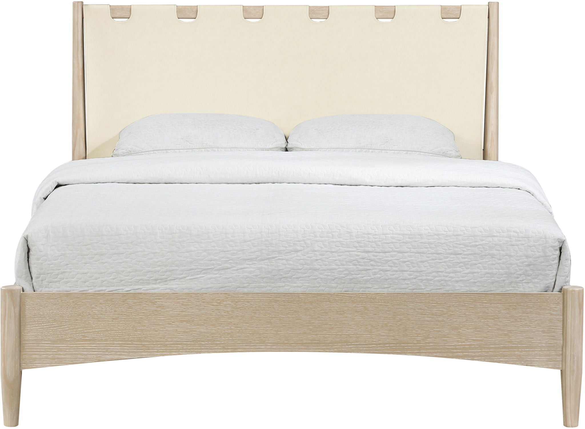 Santos - Vegan Leather Headboard And Wood Bed - Waxed Natural Frame - Urban Living Furniture (Los Angeles, CA)