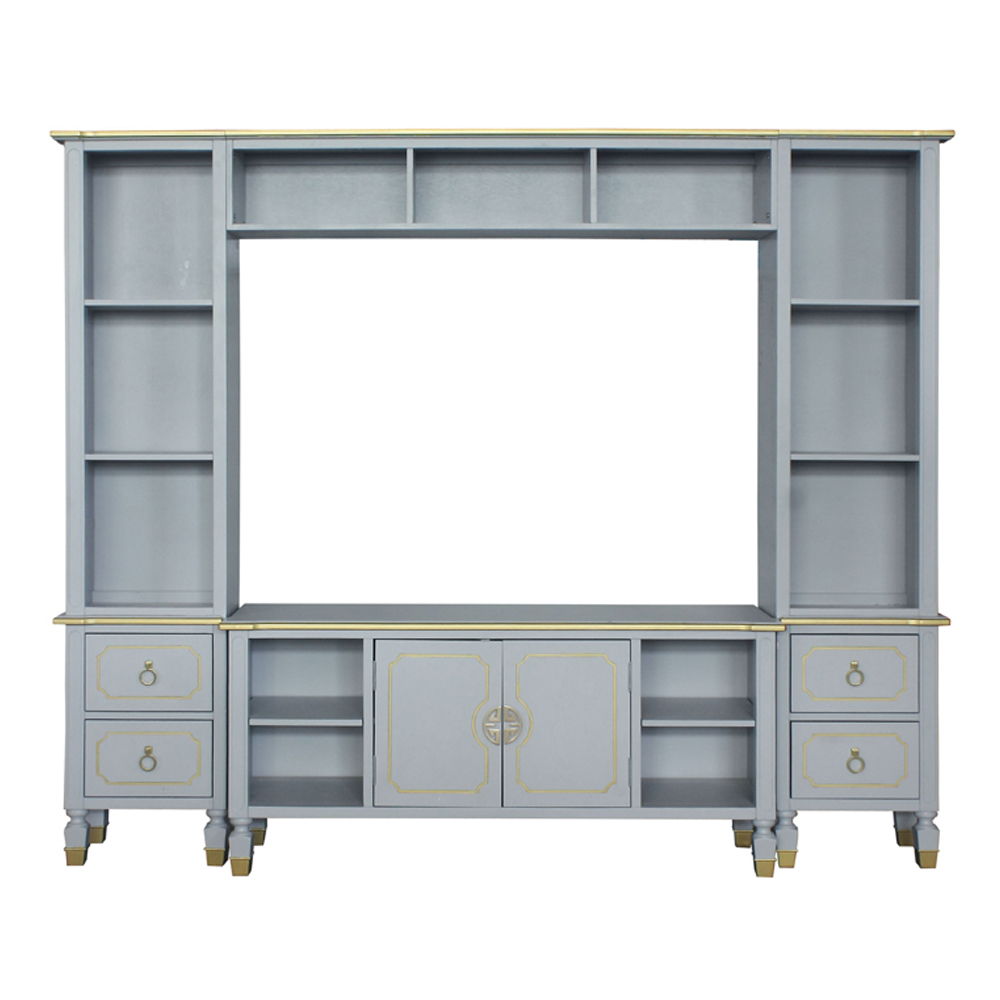 House Marchese - Entertainment Center - Gold Trim & Pearl Gray - Urban Living Furniture (Los Angeles, CA)