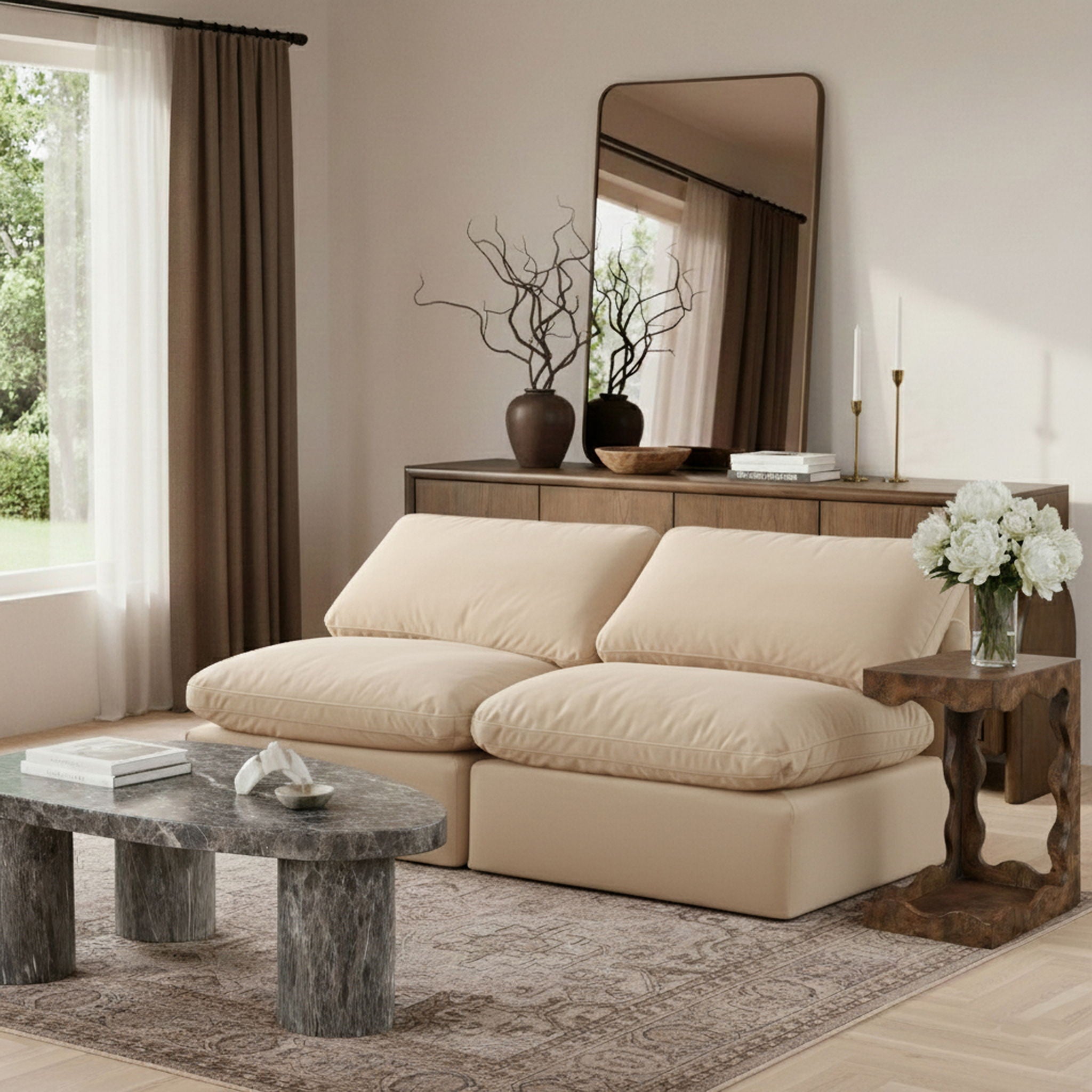 Indulge - Velvet 2 Seat Modular Armless Sofa - Urban Living Furniture (Los Angeles, CA)
