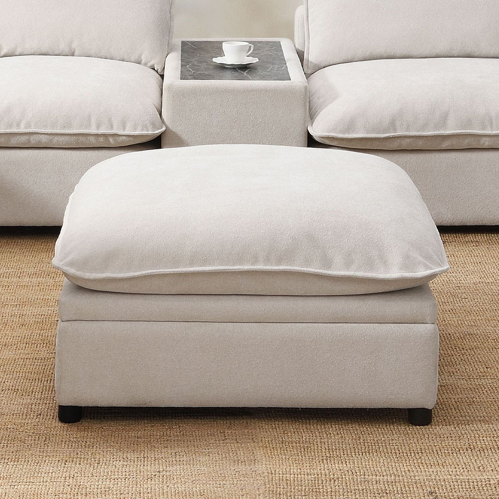 Marisa - Modular Ottoman With Storage - Beige Boucle - Urban Living Furniture (Los Angeles, CA)