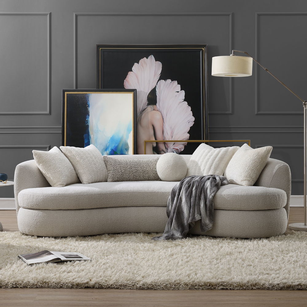 Iniko - Sofa With 6 Pillows - Beige Boucle - Urban Living Furniture (Los Angeles, CA)