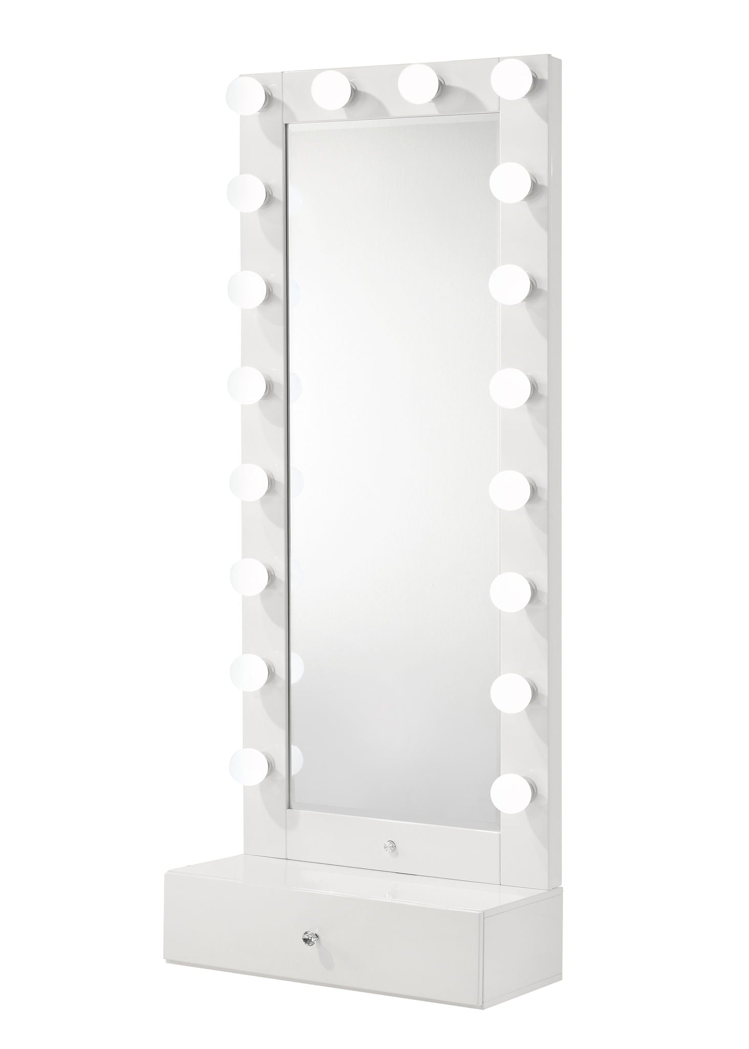 Luxo - Tall Lighted Drawer Vanity Mirror - White - Urban Living Furniture (Los Angeles, CA)