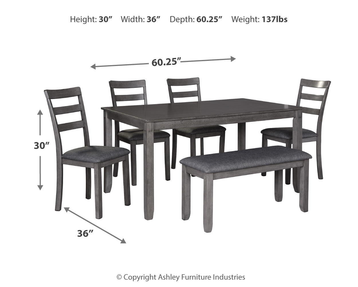 Bridson - RECT DRM Table Set (Set of 6) - Gray - Urban Living Furniture (Los Angeles, CA)