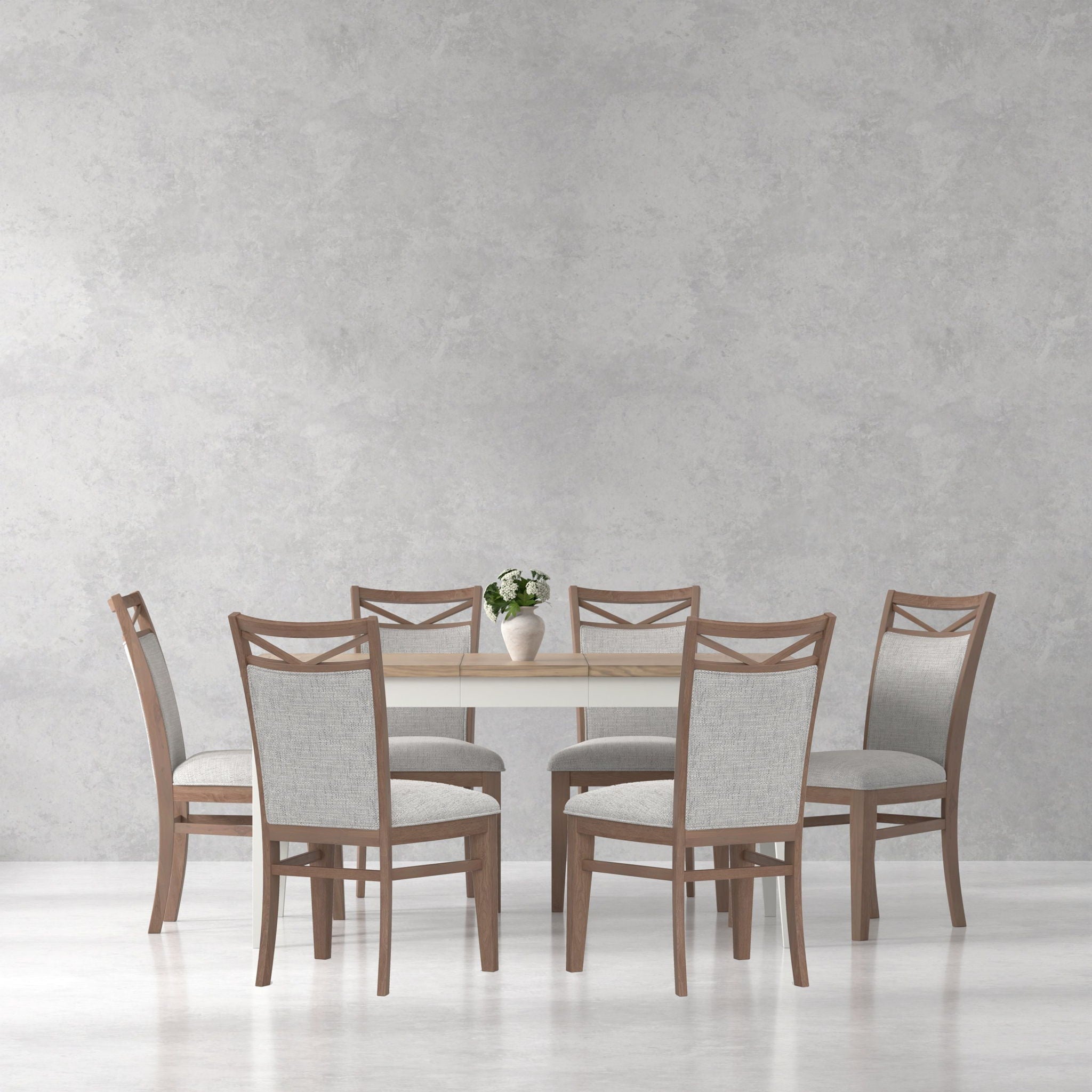 Americana Modern Dining - Rectangular Extendable Dining Table With 6 Upholstered Dining Chairs - Cotton - Urban Living Furniture (Los Angeles, CA)