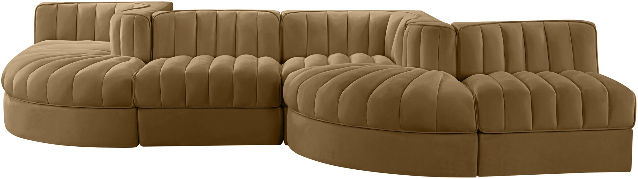 Rummi - Rounded Velvet Performance Fabric Upholstered 6 Piece Modular Sectional - Urban Living Furniture (Los Angeles, CA)