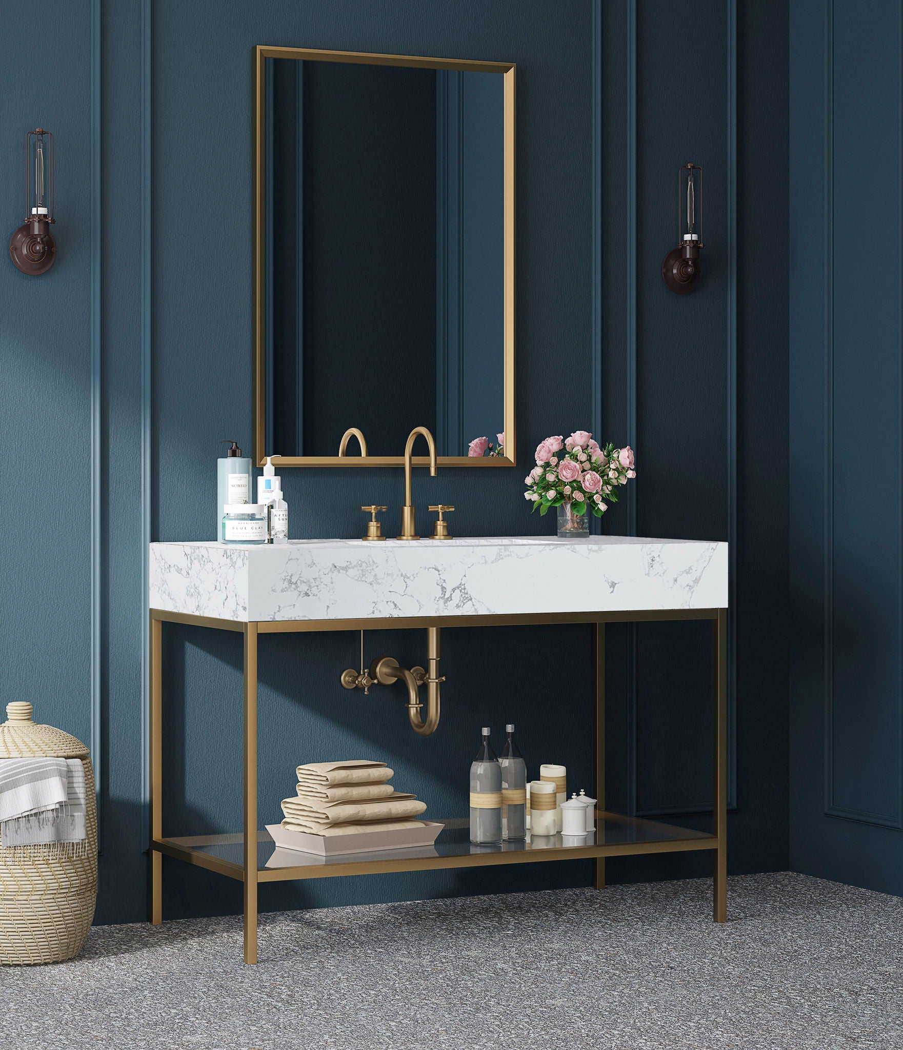 Marmo - Engineered Marble Bathroom Vanity With Gold Base - Urban Living Furniture (Los Angeles, CA)