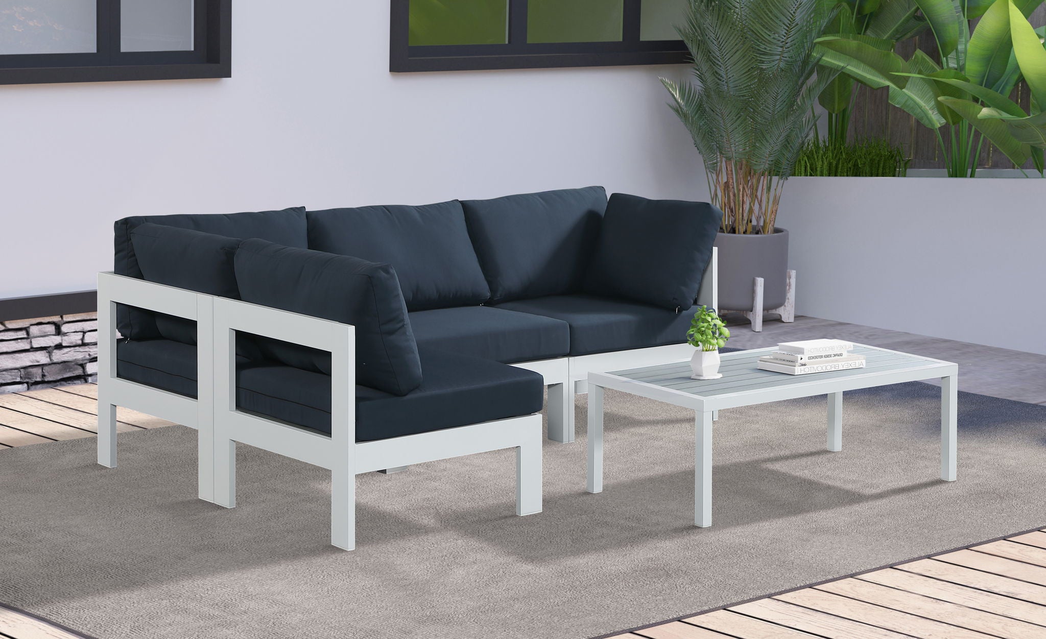 Nizuc - Outdoor Patio 4 Piece Modular Sectional With White Frame - Urban Living Furniture (Los Angeles, CA)