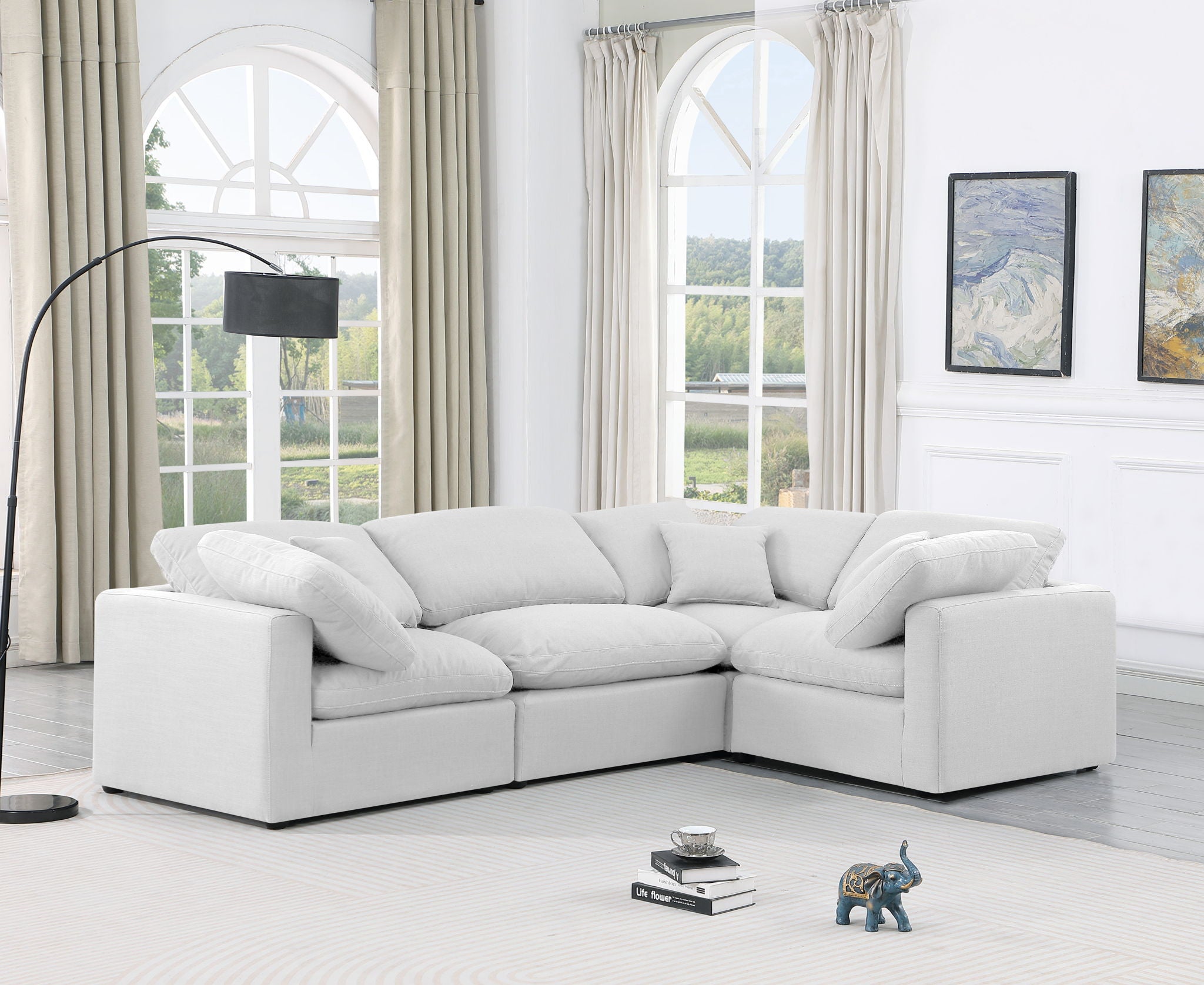 Indulge - Linen 4 Piece Modular Corner Sectional - White
