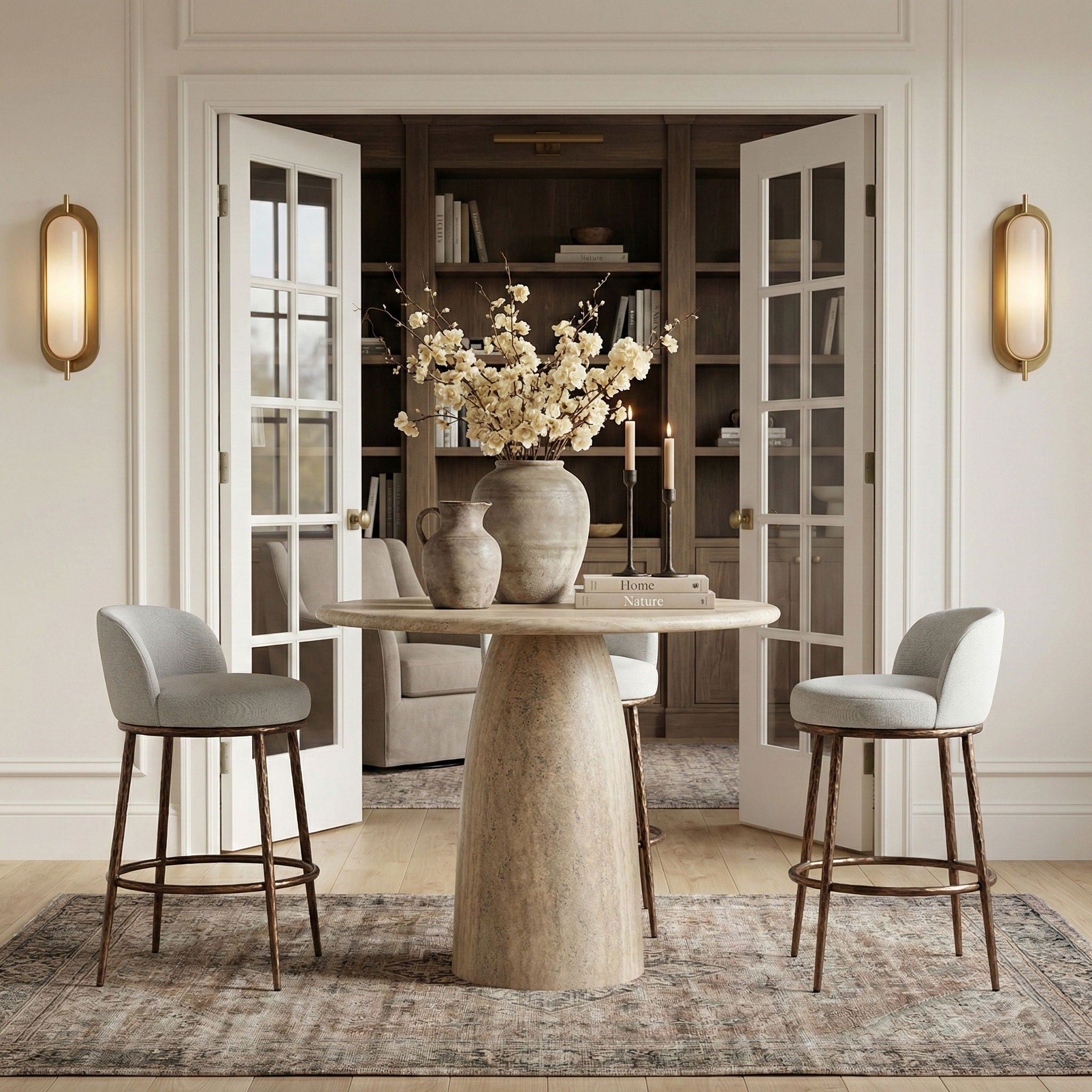 Ferro - Performance Fabric Upholstered Bar Stool - Antique Bronze - Urban Living Furniture (Los Angeles, CA)