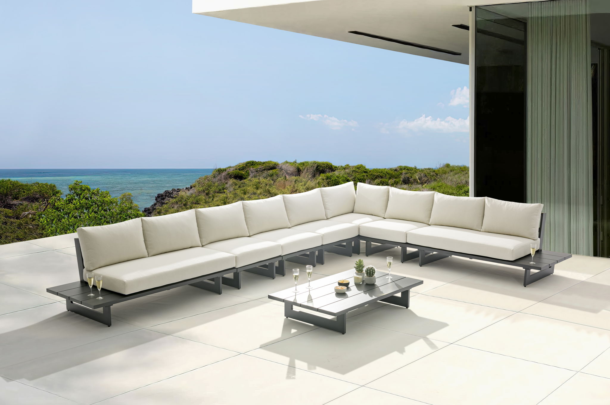 Maldives - 7 Piece Water Resistant Outdoor Patio Modular Sectional With Gray Base - Urban Living Furniture (Los Angeles, CA)