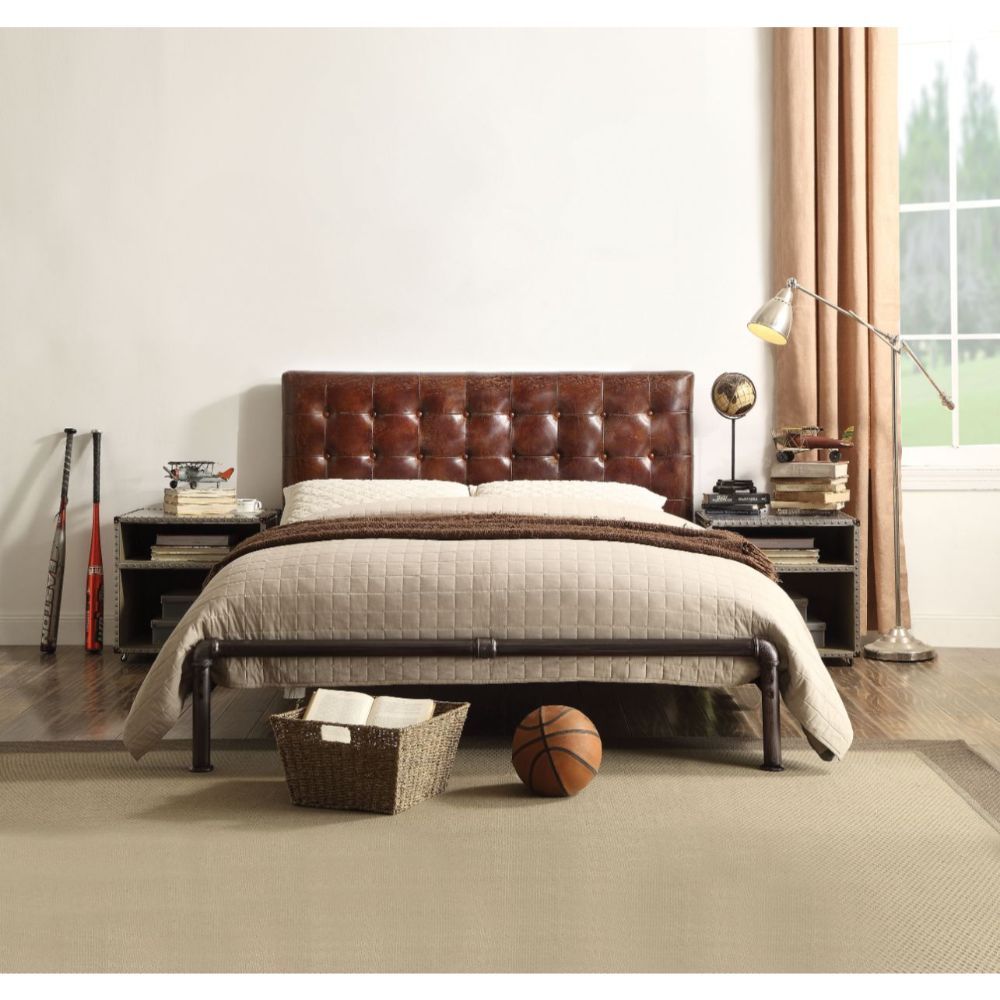 Brancaster - Queen Bed - Vintage Brown Top Grain Leather - Urban Living Furniture (Los Angeles, CA)