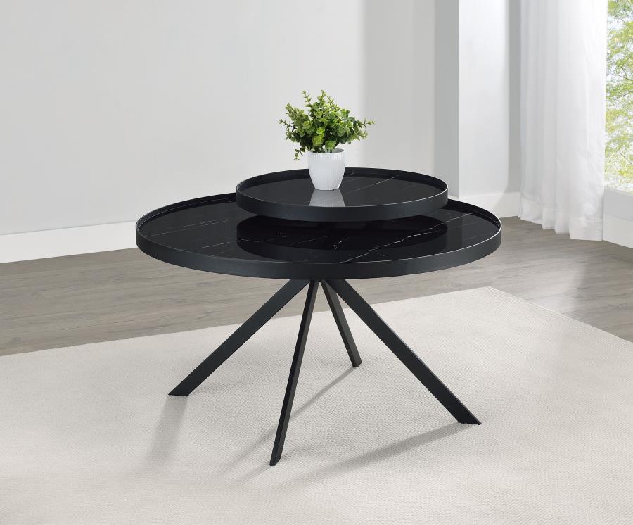 Briggs - Round Marble Printed Glass Top Coffee Table - Urban Living Furniture (Los Angeles, CA)