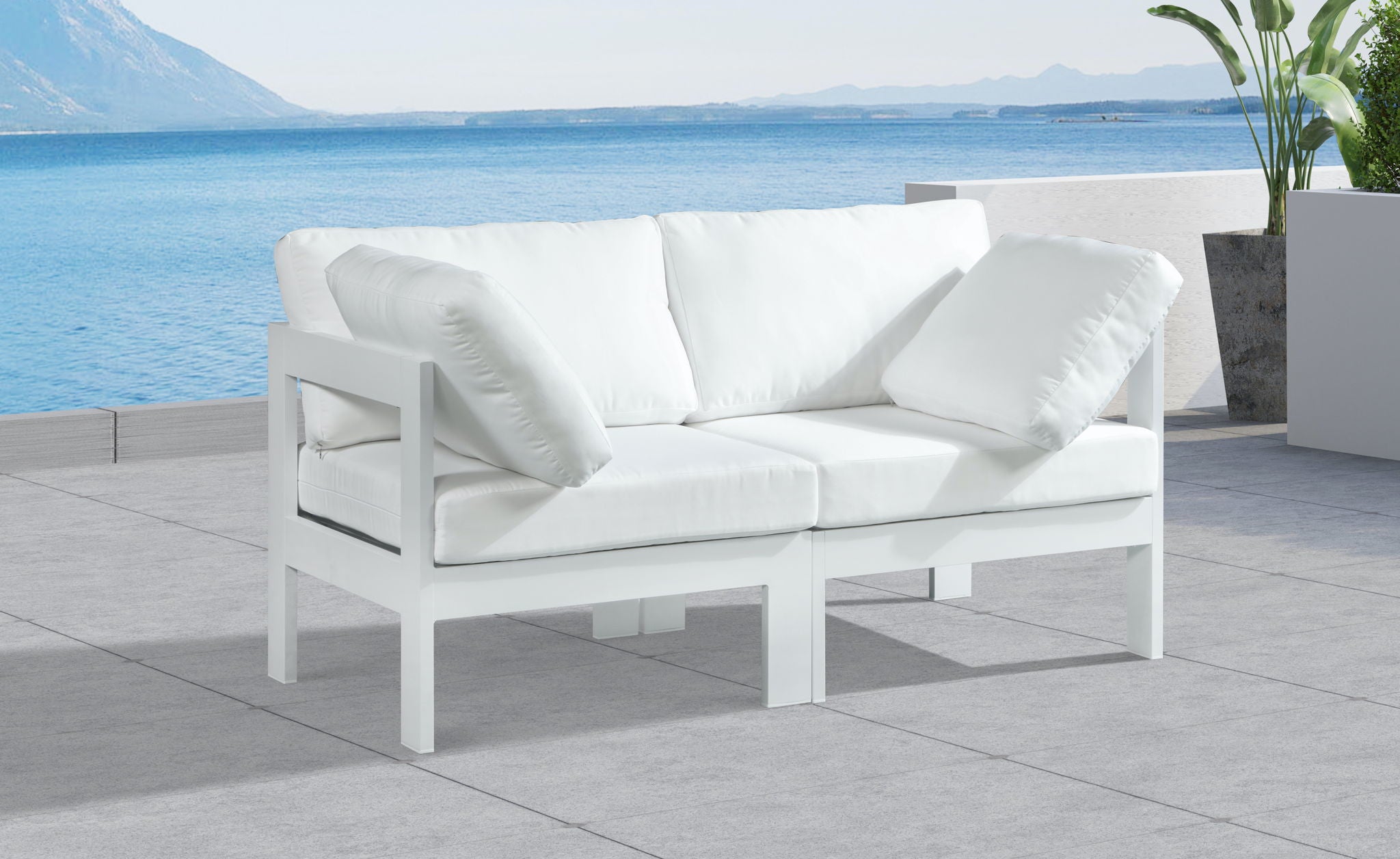Nizuc - Outdoor Patio 2 Seat Modular Sofa With White Frame - Urban Living Furniture (Los Angeles, CA)