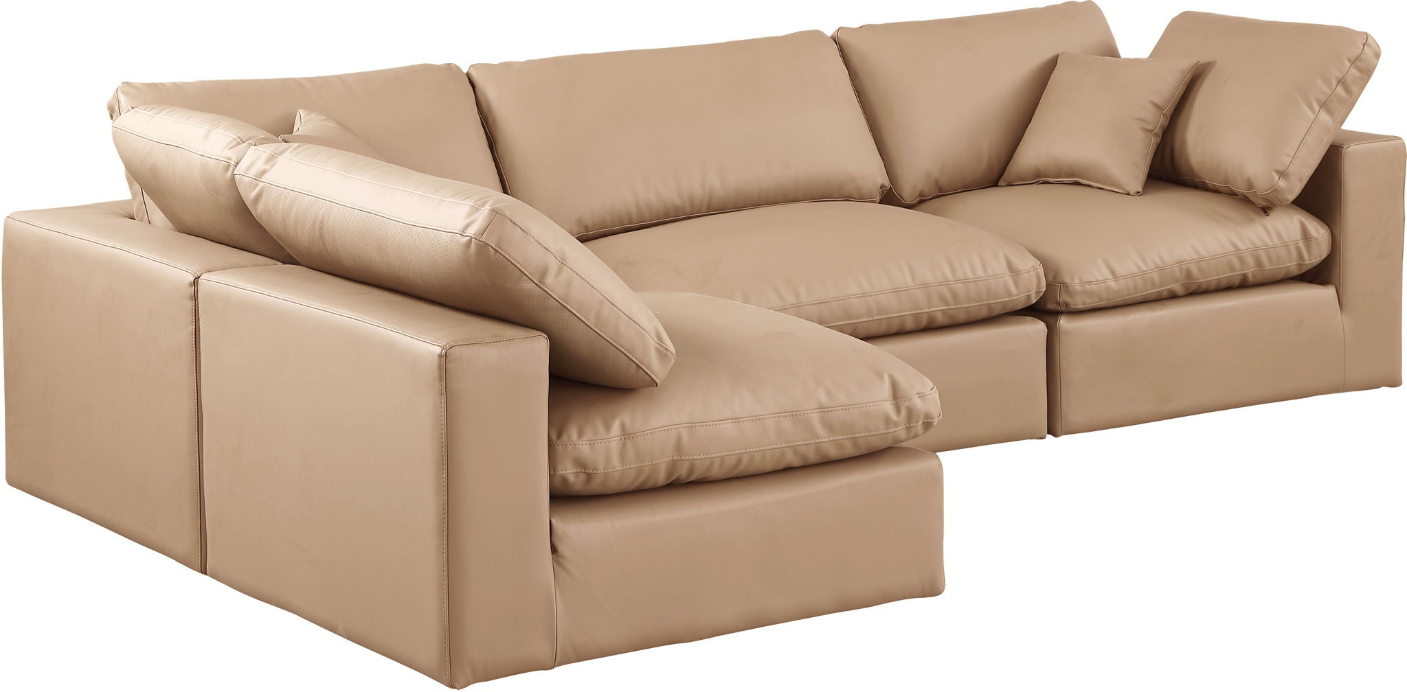 Comfy - 4 Piece Faux Leather Modular Armless Sectional - Tan - Urban Living Furniture (Los Angeles, CA)