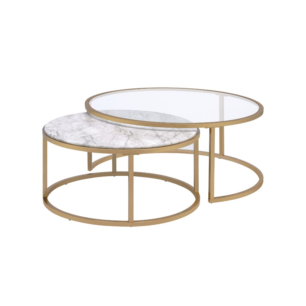 Shanish - Nesting Table Set - Faux Marble Top & Gold - Urban Living Furniture (Los Angeles, CA)