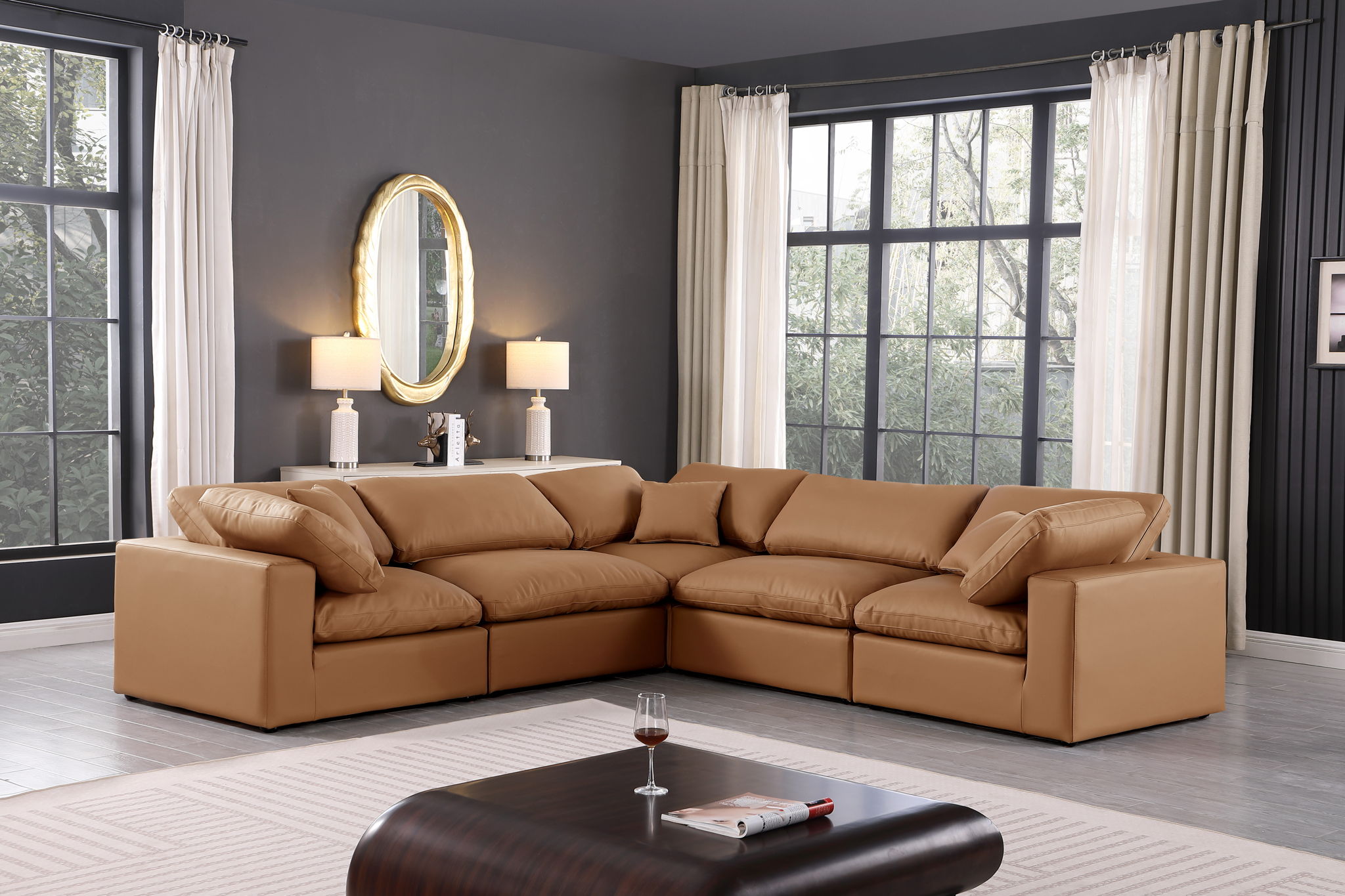 Comfy - 5 Piece Faux Leather Modular Corner Sectional - Urban Living Furniture (Los Angeles, CA)