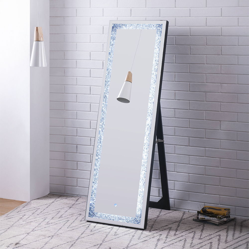 Noralie - 60" Floor Mirror With LED - Mirrored & Faux Diamonds - Urban Living Furniture (Los Angeles, CA)