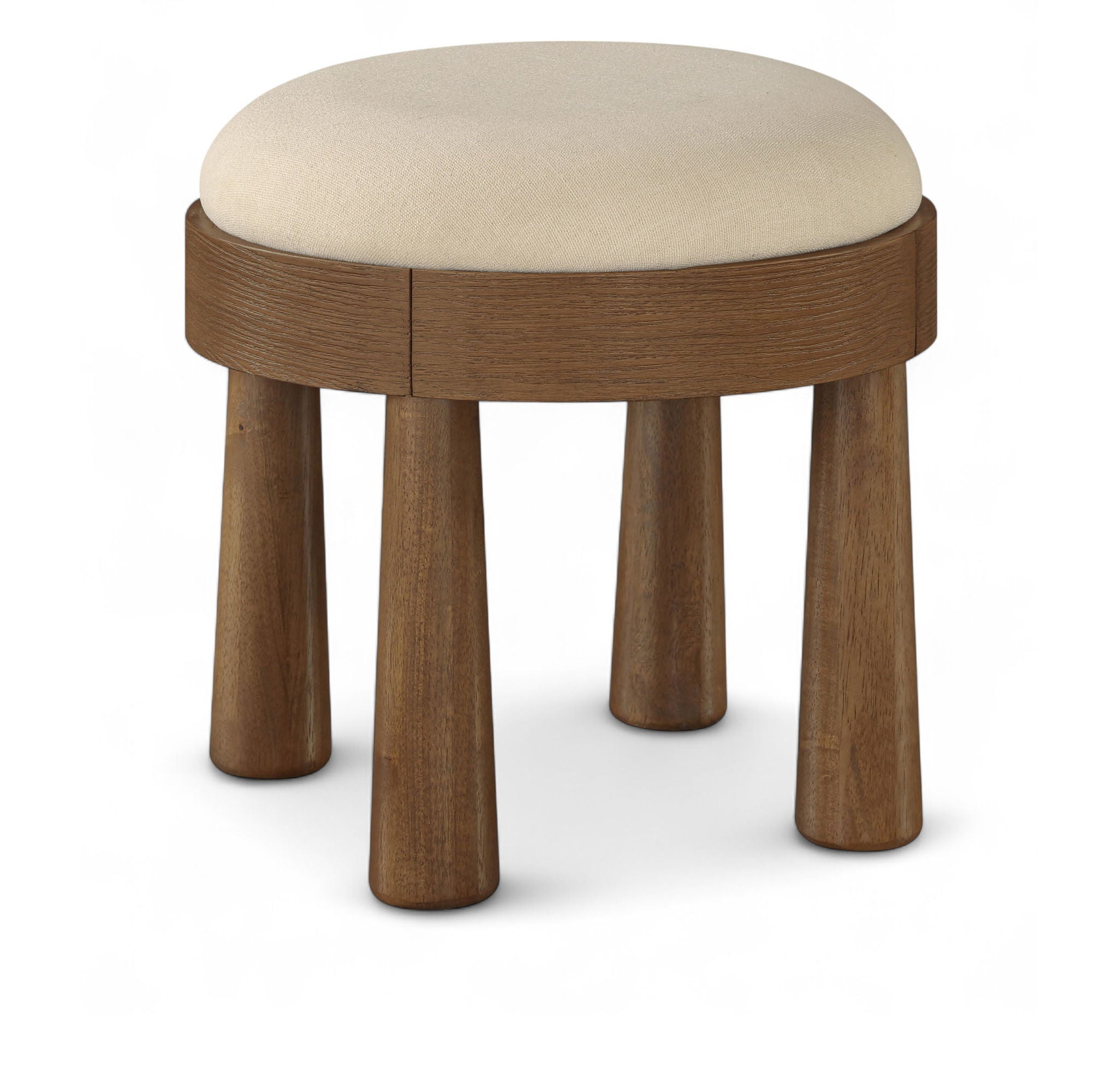 Larea - Linen Textured Fabric Upholstered Ottoman - Walnut Base - Urban Living Furniture (Los Angeles, CA)