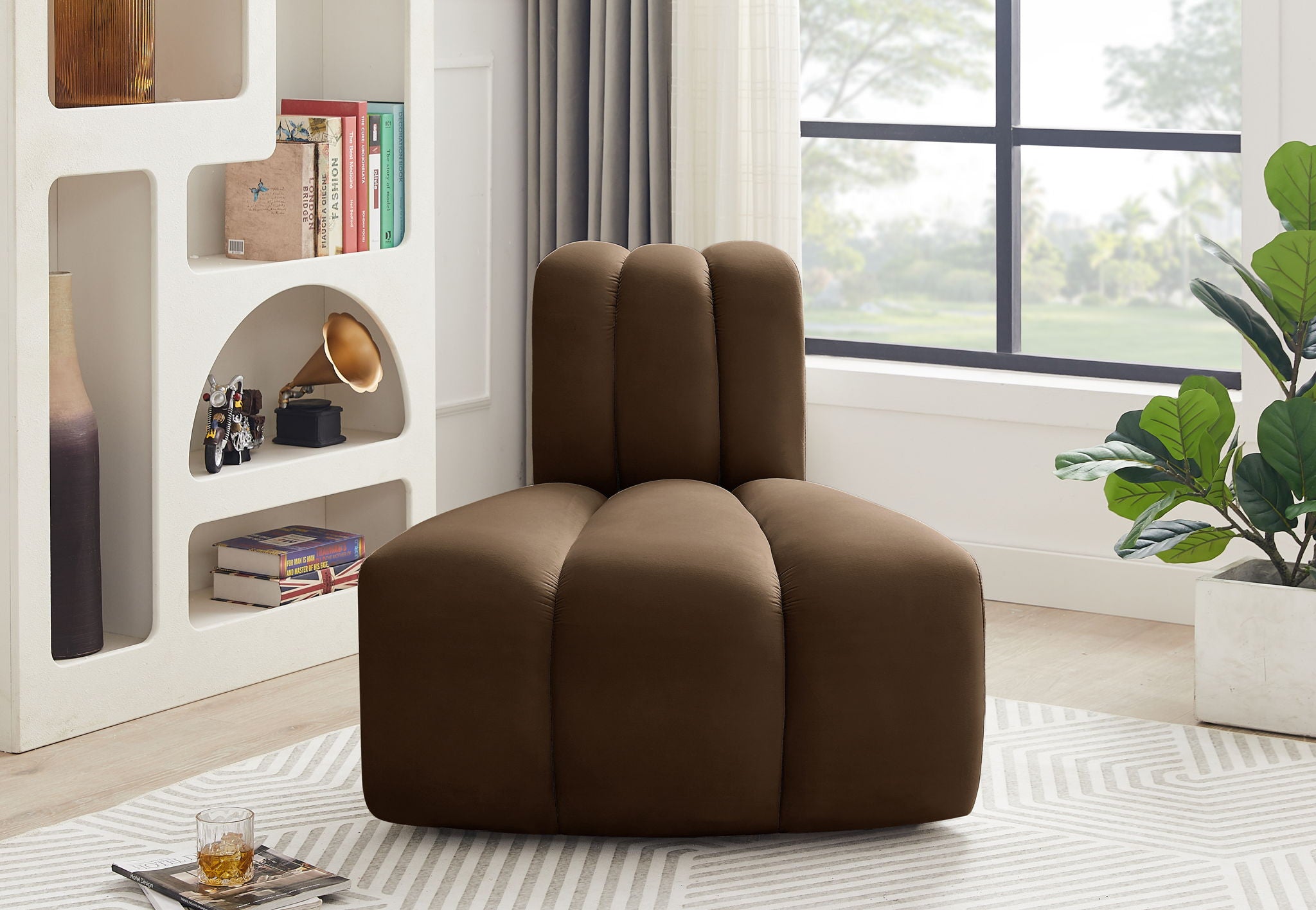 Arc - Velvet Reverse Corner Chair - Urban Living Furniture (Los Angeles, CA)