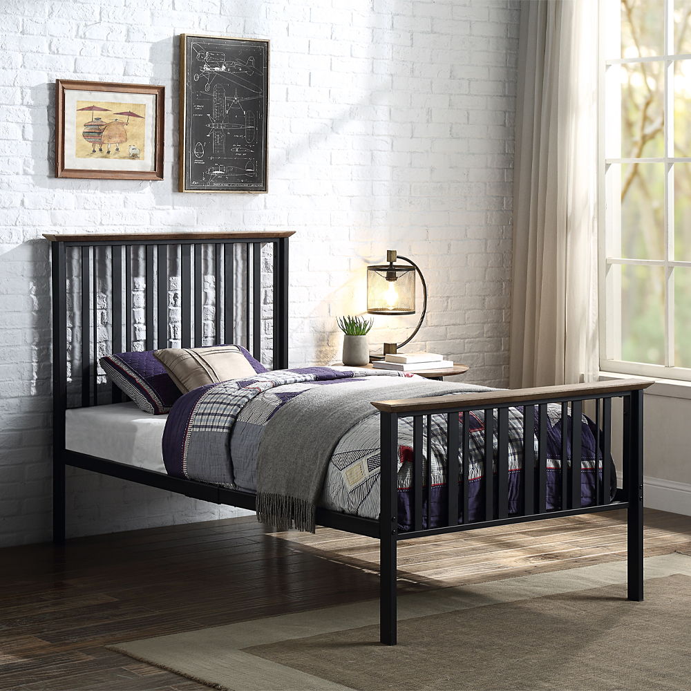 Zudora - Twin Bed - Antique Oak & Black - Urban Living Furniture (Los Angeles, CA)