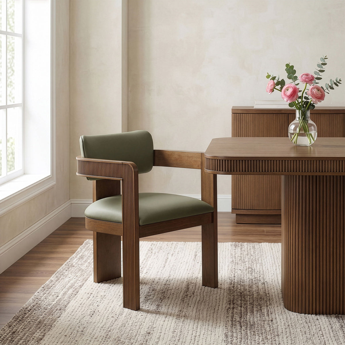 Sacha - Vegan Leather Upholstered Dining Chair With Brown Base (Set of 2)
