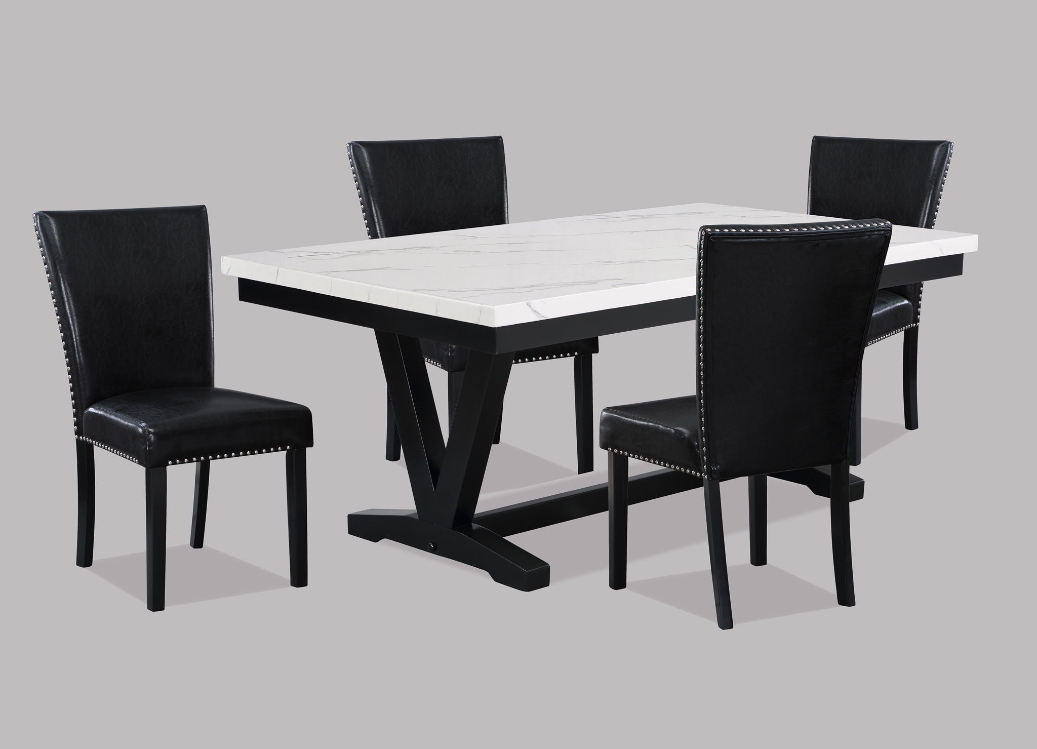 Tanner - Dining Table, Faux Carrara Marble - White / Black - Urban Living Furniture (Los Angeles, CA)