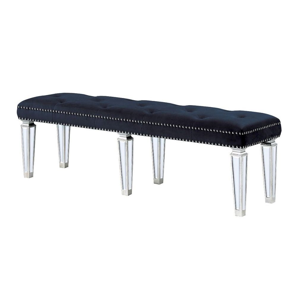 Varian - Bench - Dark Navy Velvet & Mirrored - Urban Living Furniture (Los Angeles, CA)