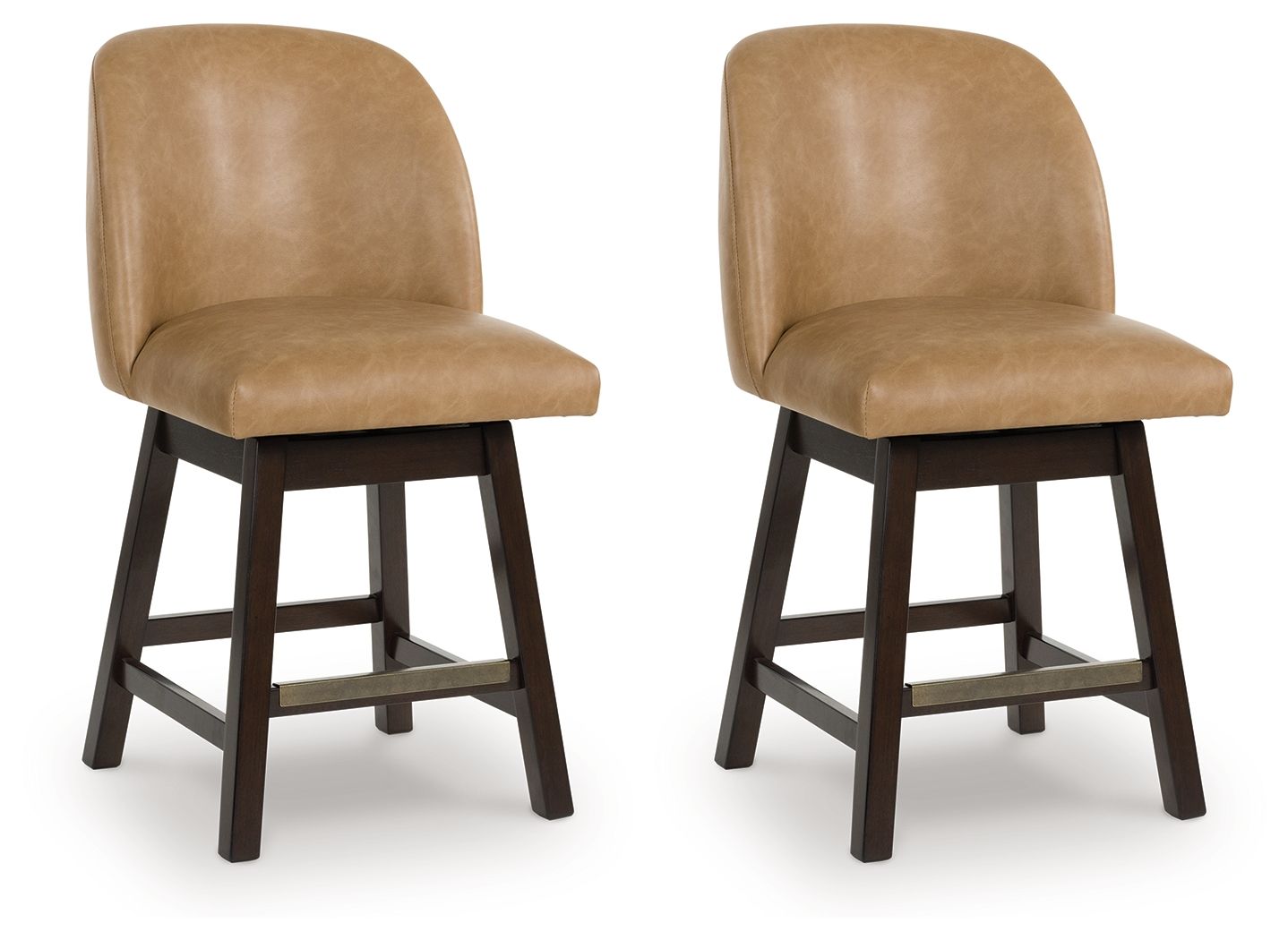 Neymorton - Dark Grayish Brown - Upholstered Swivel Faux Leather Barstool (Set of 2) - Urban Living Furniture (Los Angeles, CA)
