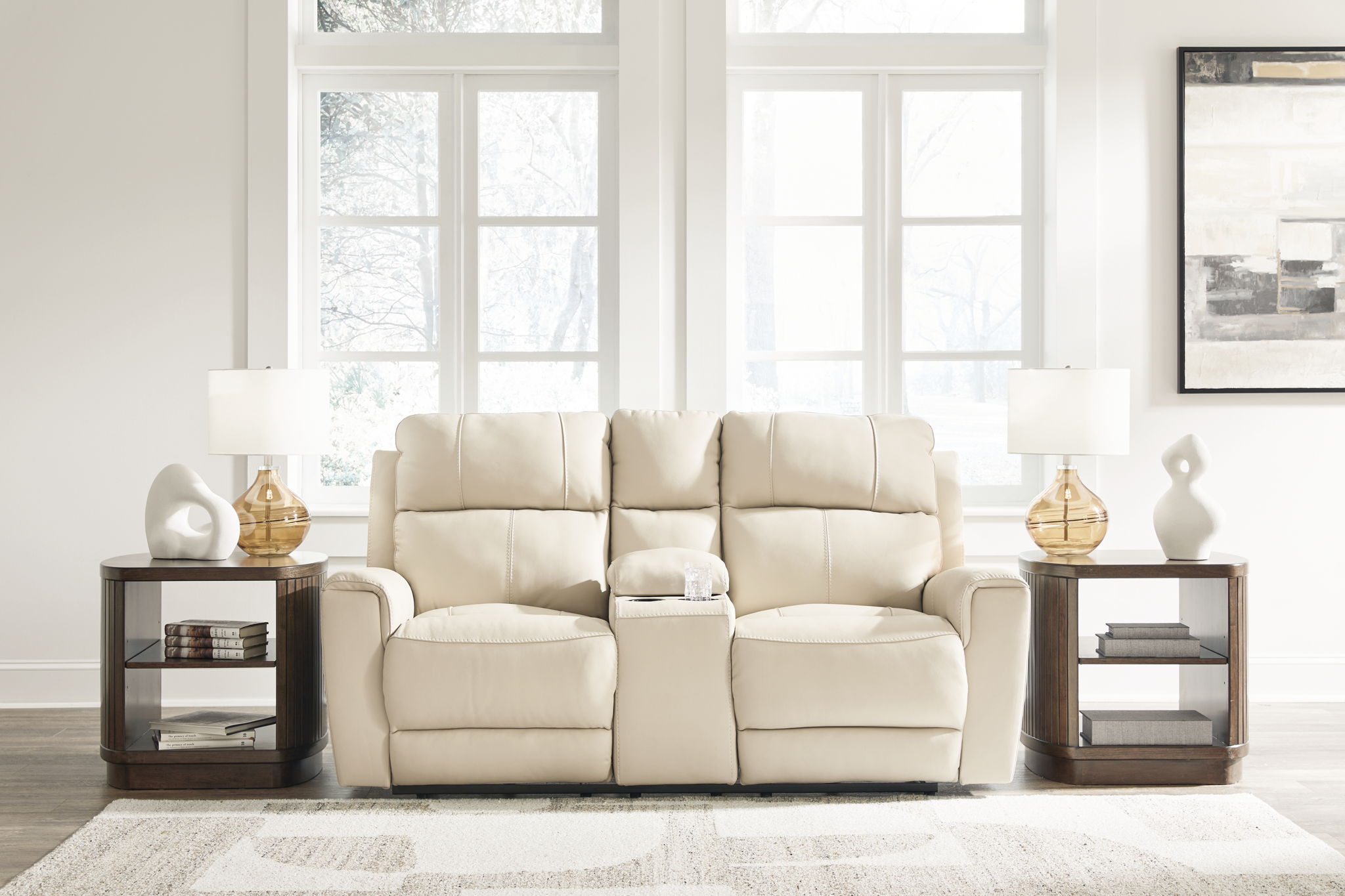 Dahlmoore - Almond - Dbl Power Reclining Loveseat With Console - Urban Living Furniture (Los Angeles, CA)
