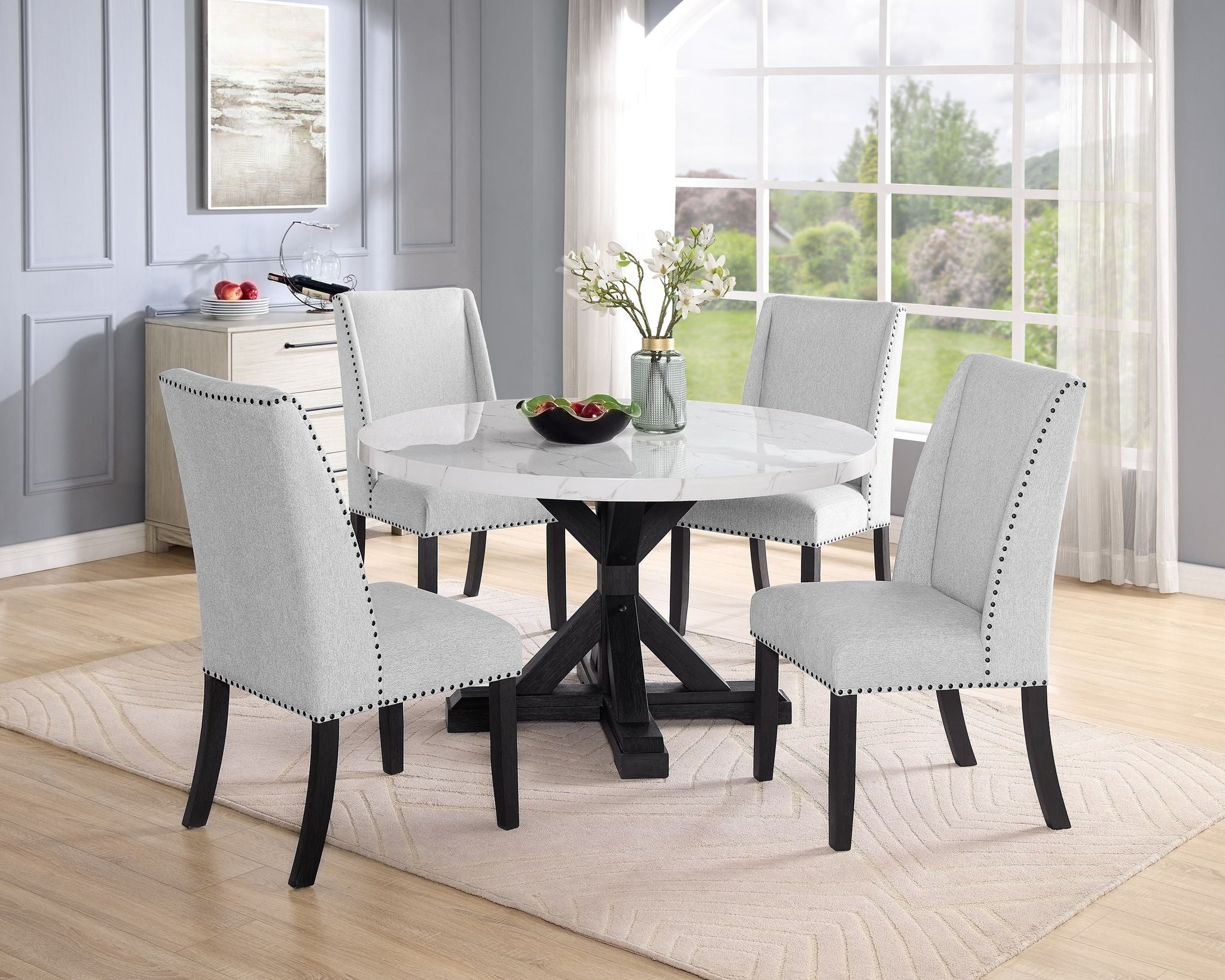 Vance - Faux Marble Dining Table - White & Charcoal - Urban Living Furniture (Los Angeles, CA)