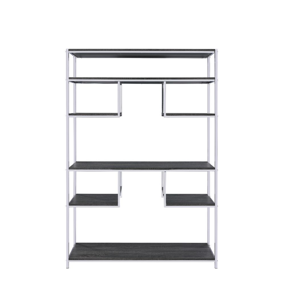 Vonara - Bookshelf - Rustic Gray Oak & Chrome - Urban Living Furniture (Los Angeles, CA)