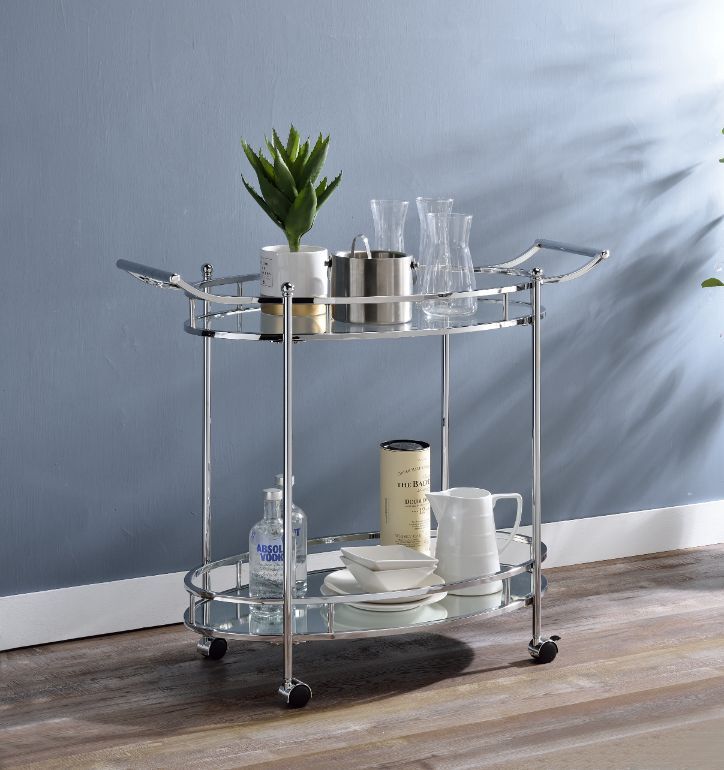 Jinx - Serving Cart - Clear Glass & Chrome - Urban Living Furniture (Los Angeles, CA)