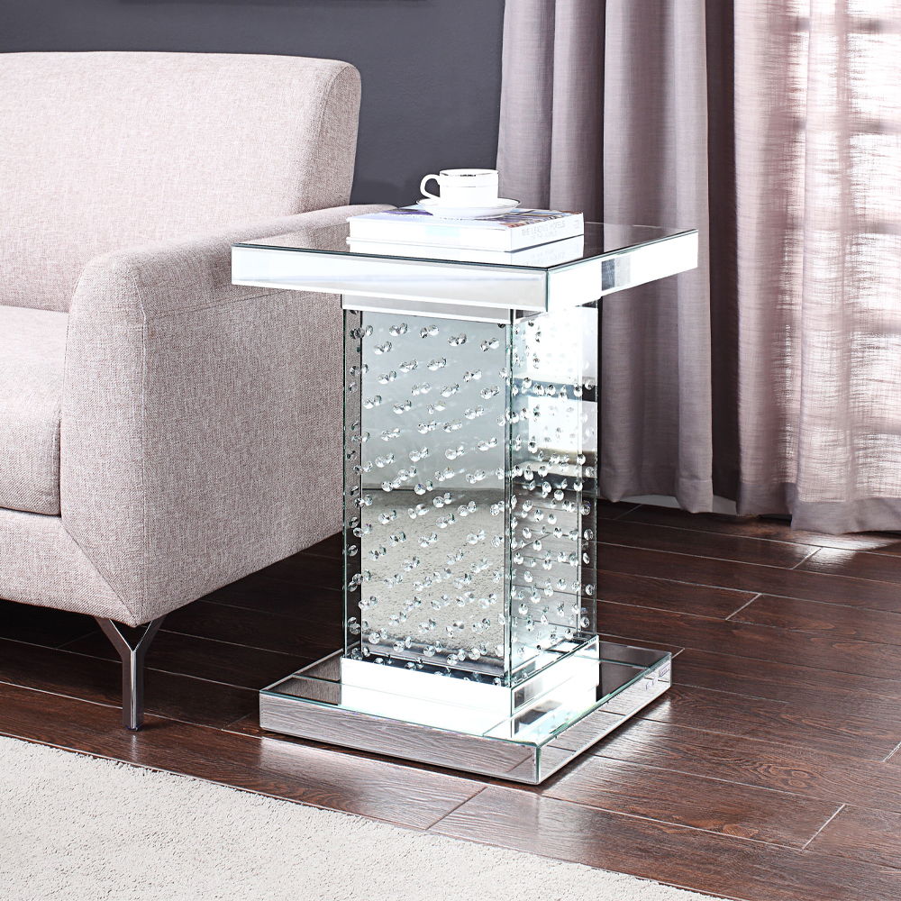 Nysa - 26" End Table - Mirrored & Faux Crystals - Urban Living Furniture (Los Angeles, CA)