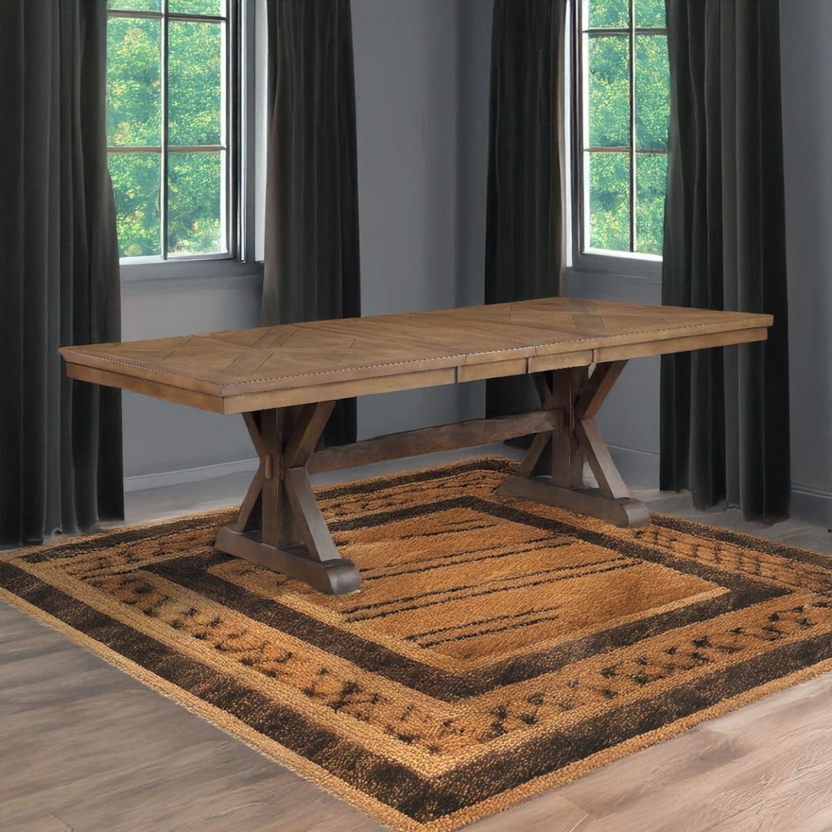 Pascaline - Dining Table - Gray Fabric, Rustic Brown & Oak - Urban Living Furniture (Los Angeles, CA)