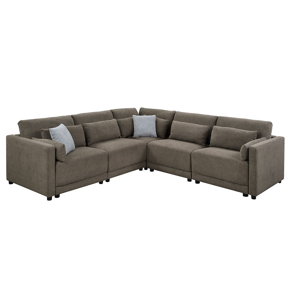 Rylie - Modular Wedge With 3 Pillows - Brown Linen - Urban Living Furniture (Los Angeles, CA)
