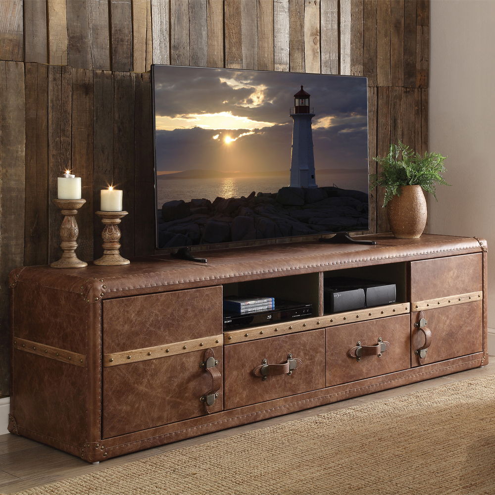 Aberdeen - TV Stand - Retro Brown Top Grain Leather - Urban Living Furniture (Los Angeles, CA)
